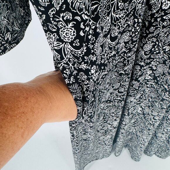Lane Bryant Black White Floral Maxi Dress 22/24 Plus Wrap Style Long Sleeve - Picture 11 of 12